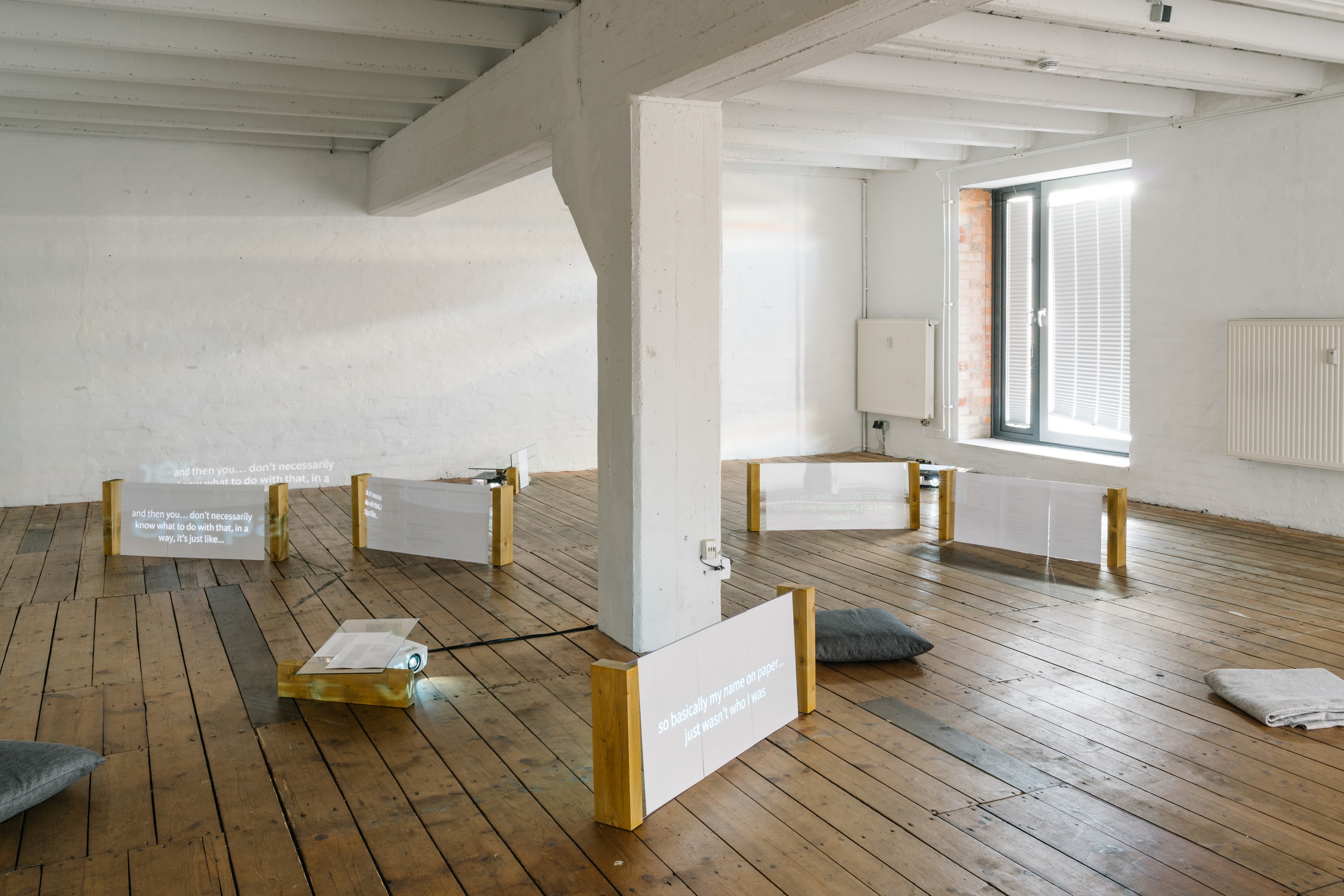 large view of the projection panels in the exhibition space