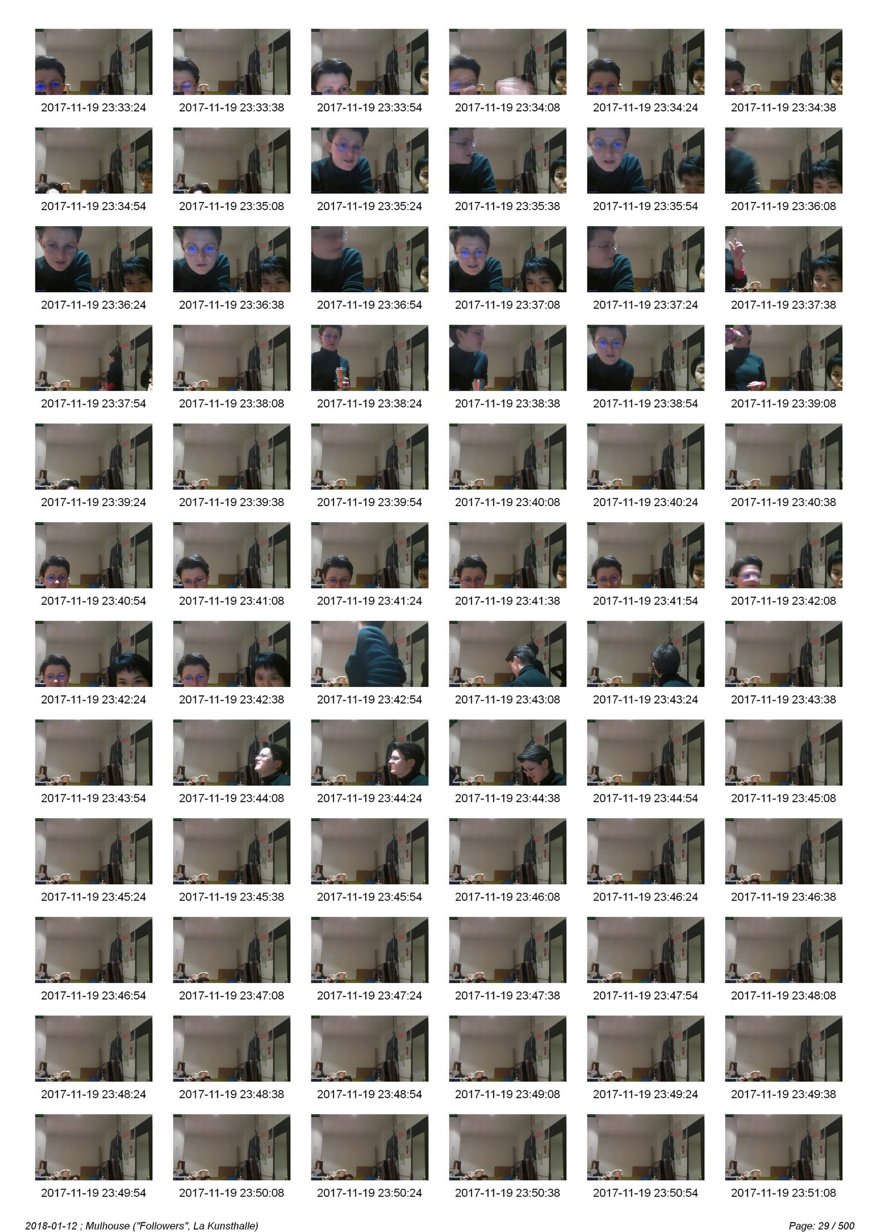 contact sheet with 72 webcam pictures