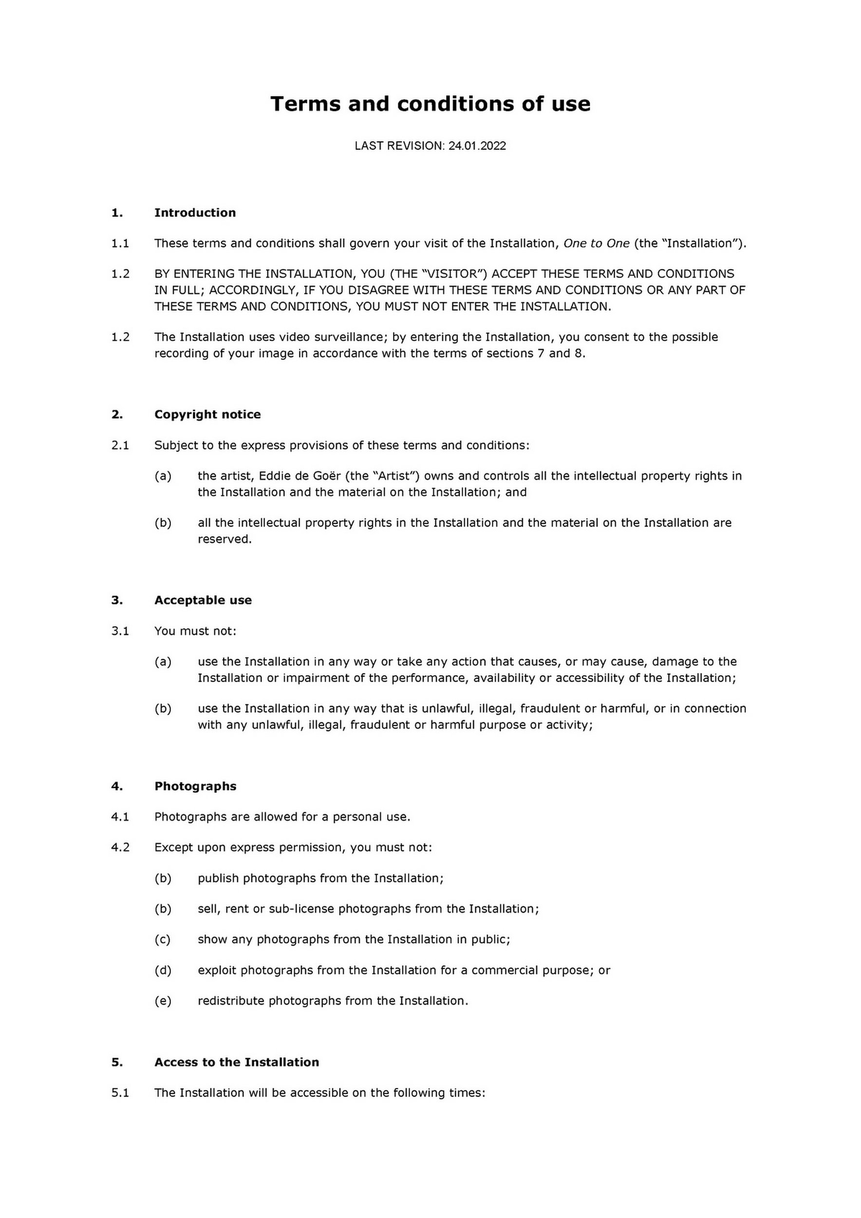 terms and conditions of the work, page 1/4